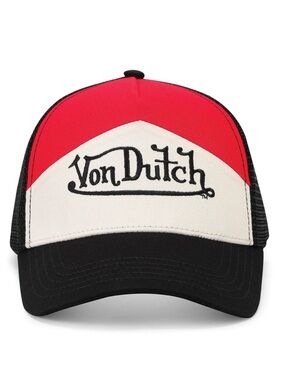Von Dutch Red White and Black Logo Trucker Hat